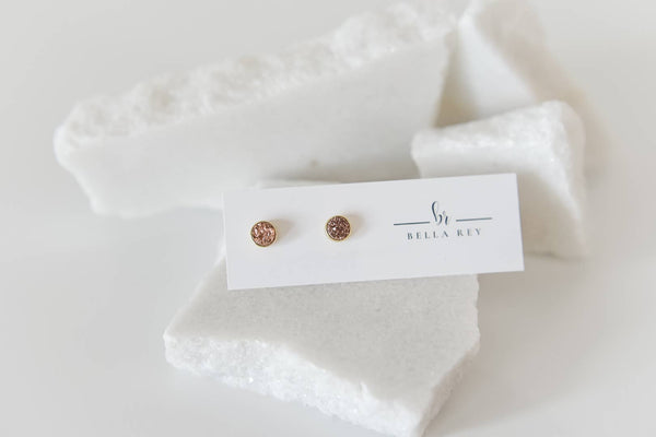 Druzy studs | golden plated brass | light weight | small