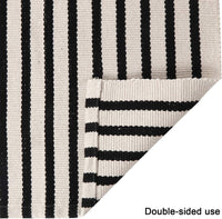 Black-Ivory Cotton Blend Classic Striped Small Area Rug
