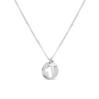 Stainless Steel Cutout 2 Piece Cross Necklace