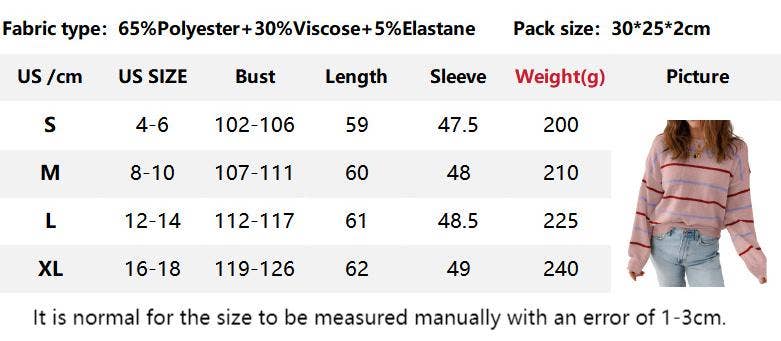 Striped Knit Crewneck Long Sleeve Casual Sweater