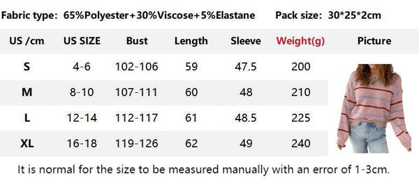 Striped Knit Crewneck Long Sleeve Casual Sweater