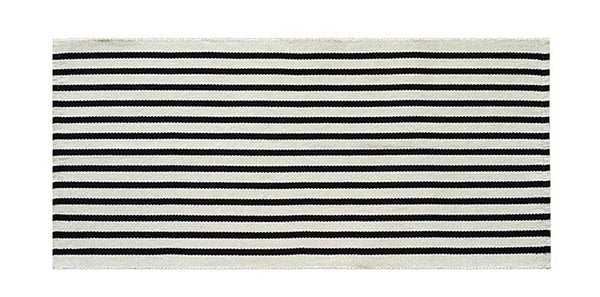 Black-Ivory Cotton Blend Classic Striped Small Area Rug