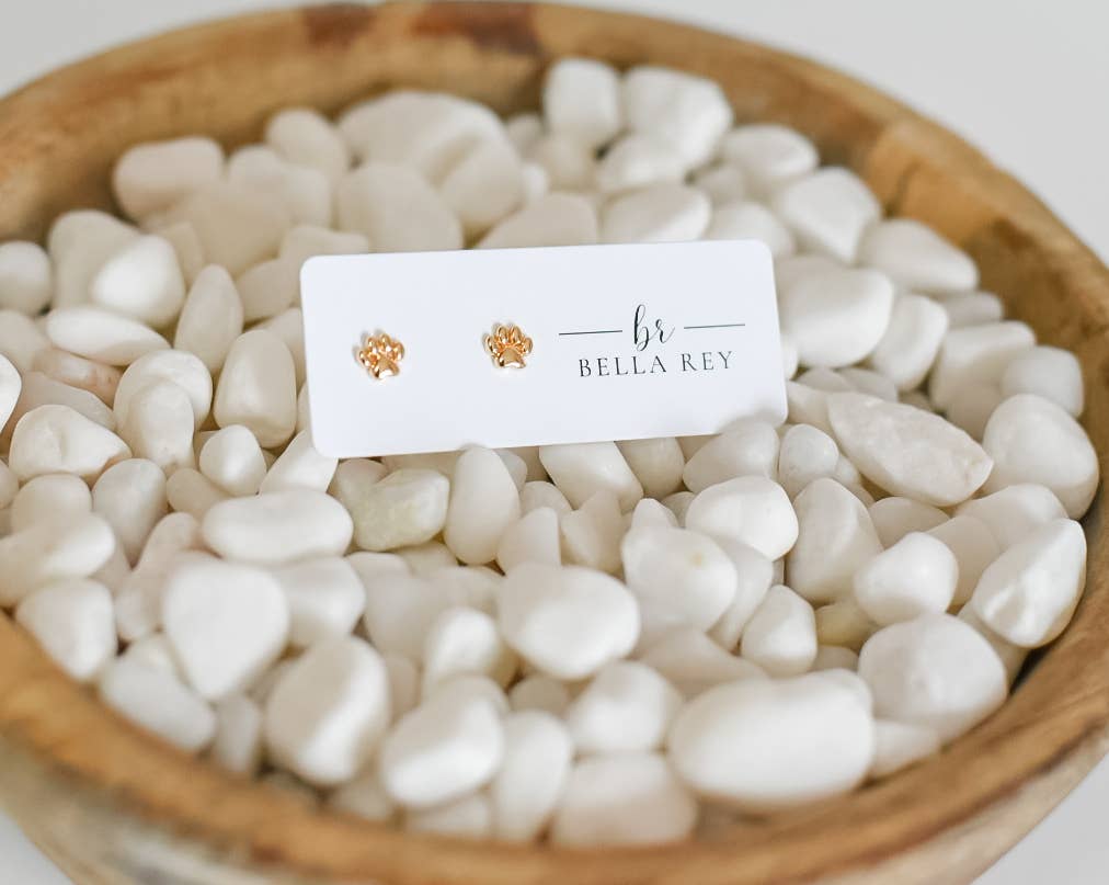 Winnie paw print gold plated studs - hypoallergenic