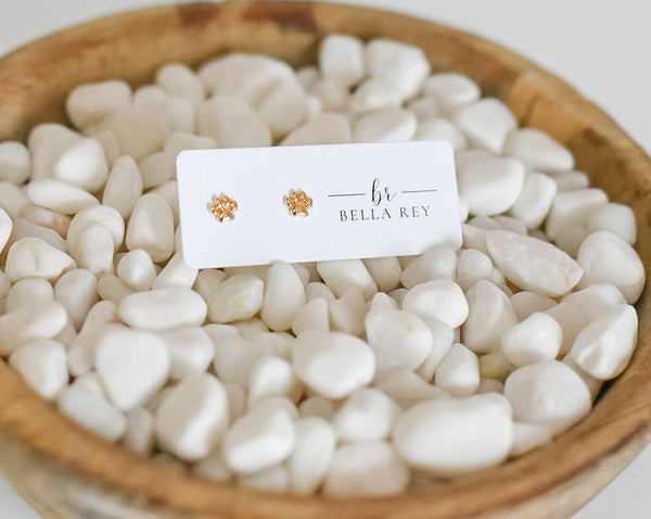 Winnie paw print gold plated studs - hypoallergenic