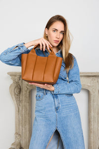 Maddox Paneled Satchel w/ Long Strap