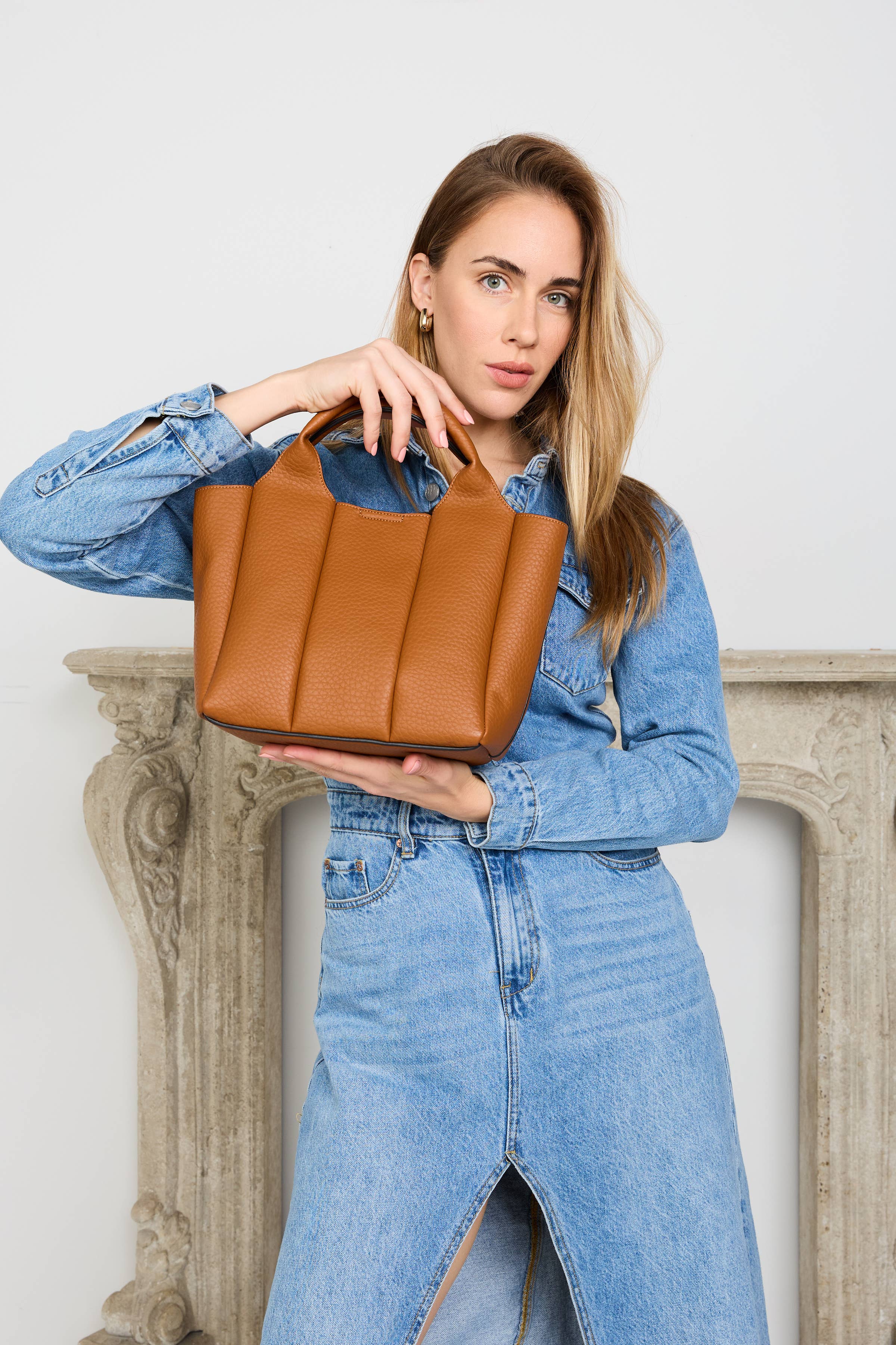 Maddox Paneled Satchel w/ Long Strap