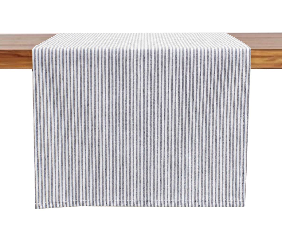 Grey Ticking Striped Thin Cotton Table Runner