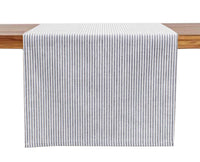 Grey Ticking Striped Thin Cotton Table Runner