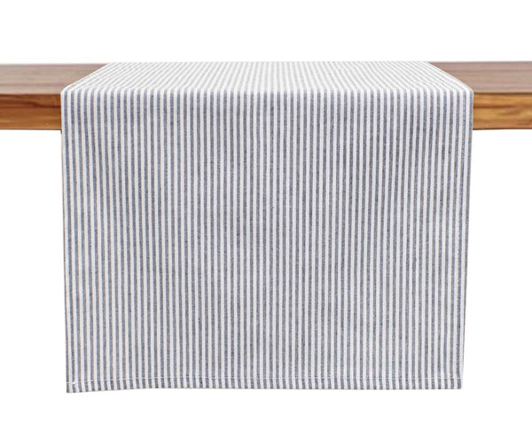 Grey Ticking Striped Thin Cotton Table Runner
