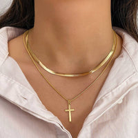 18K STAINLESS STEEL TARNISH FREE CROSS NECKLACE