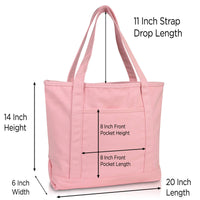 DALIX 20" Solid Color Cotton Canvas Tote Bag