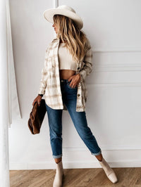 Plaid Wool Blend Shirt Jacket - Oversized Button Down Coat