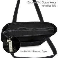 DALIX 20" Solid Color Cotton Canvas Tote Bag