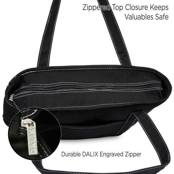 DALIX 20" Solid Color Cotton Canvas Tote Bag