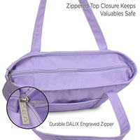 DALIX 20" Solid Color Cotton Canvas Tote Bag