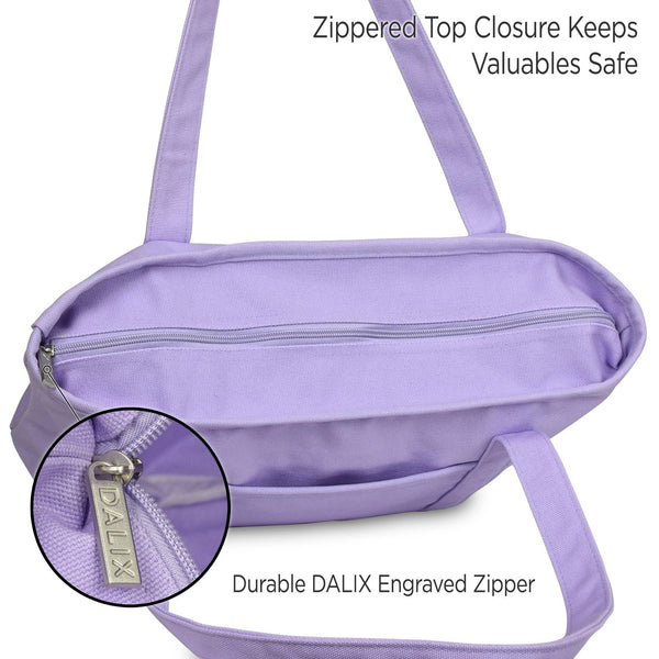 DALIX 20" Solid Color Cotton Canvas Tote Bag