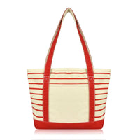 DALIX Striped Tote Deluxe Shoulder Bag Cotton Canvas