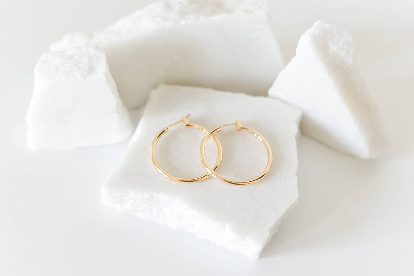 18k gold plated hoop earrings - hypoallergenic