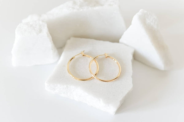 18k gold plated hoop earrings - hypoallergenic