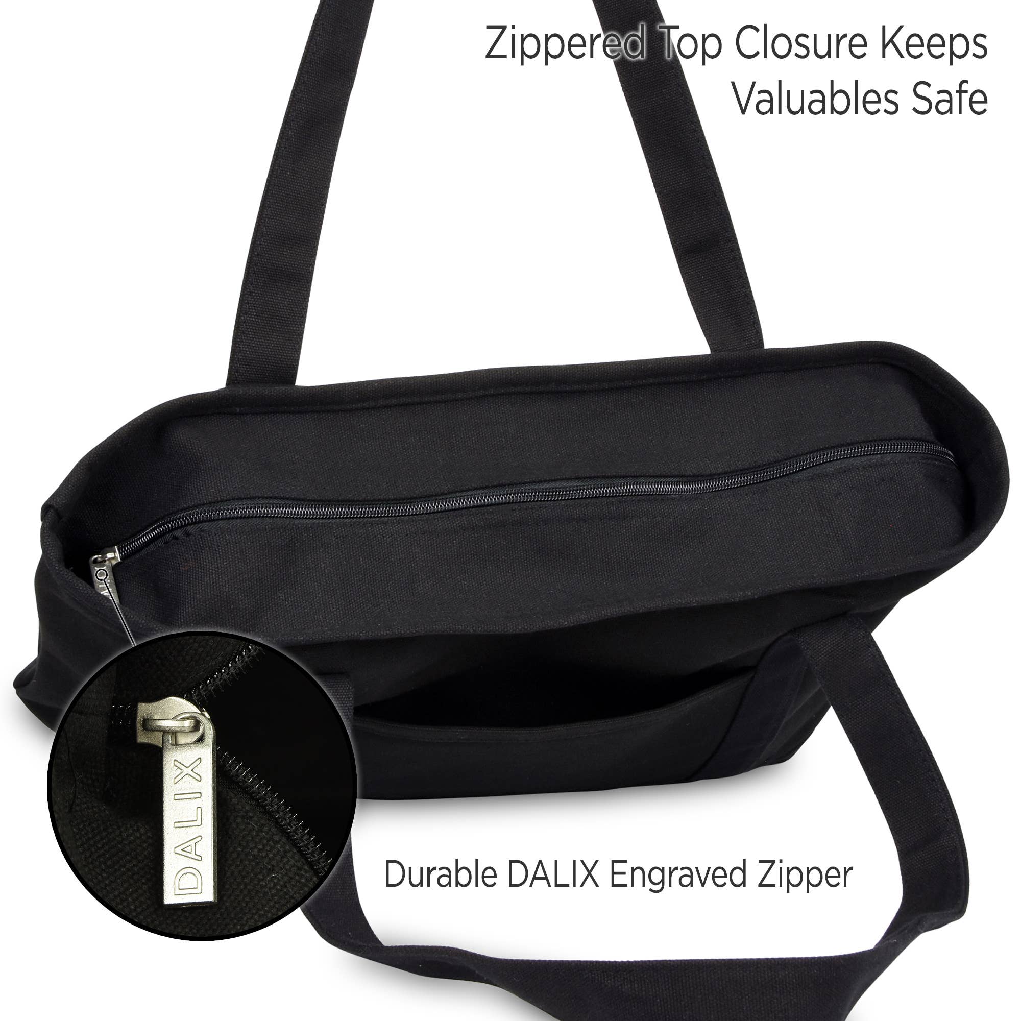 DALIX 20" Solid Color Cotton Canvas Tote Bag