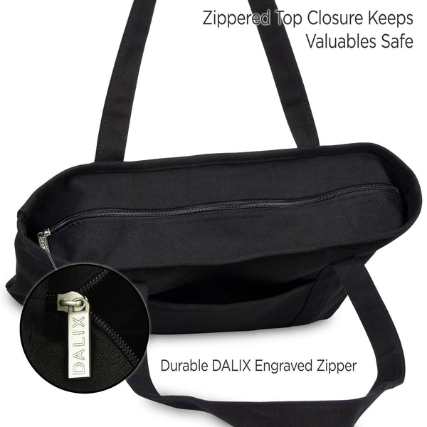 DALIX 20" Solid Color Cotton Canvas Tote Bag