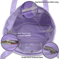 DALIX 20" Solid Color Cotton Canvas Tote Bag