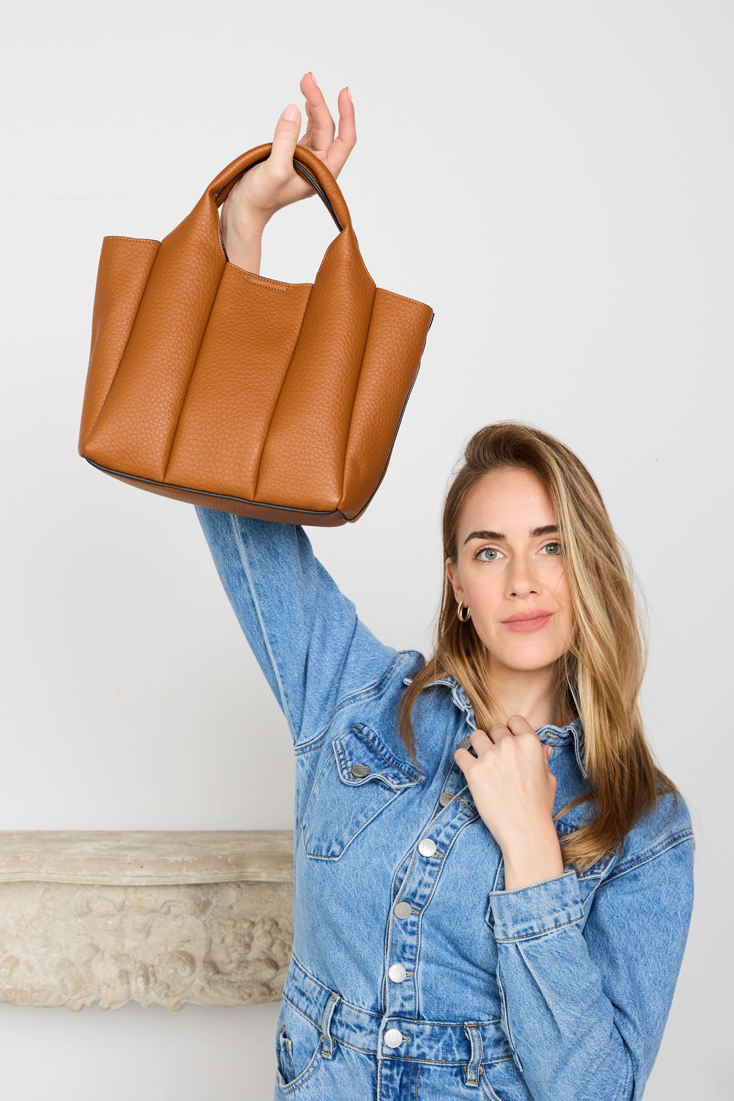 Maddox Paneled Satchel w/ Long Strap
