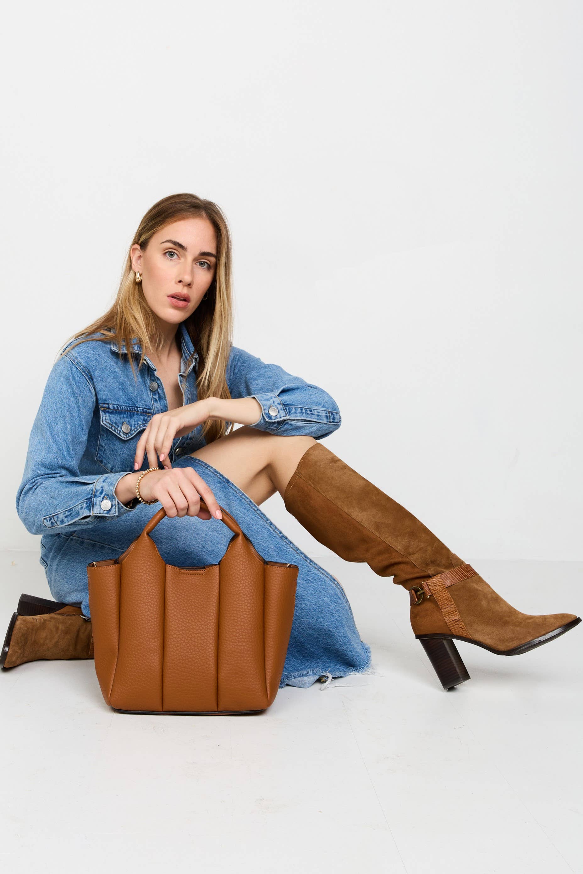 Maddox Paneled Satchel w/ Long Strap