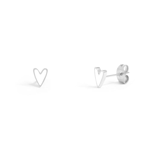 18K Gold PVD Stainless Steel White Heart Stud Earrings