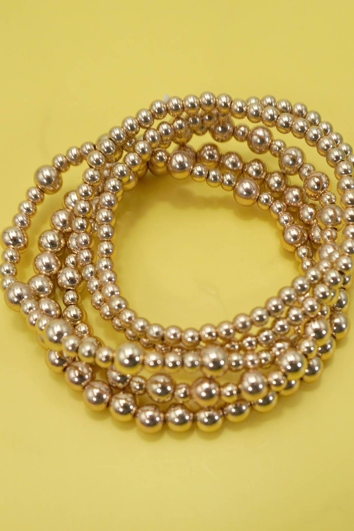MULTI LAYER GOLD BALL CHAIN BEADED BRACELET