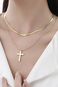 18K STAINLESS STEEL TARNISH FREE CROSS NECKLACE
