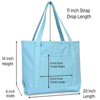 DALIX 20" Solid Color Cotton Canvas Tote Bag