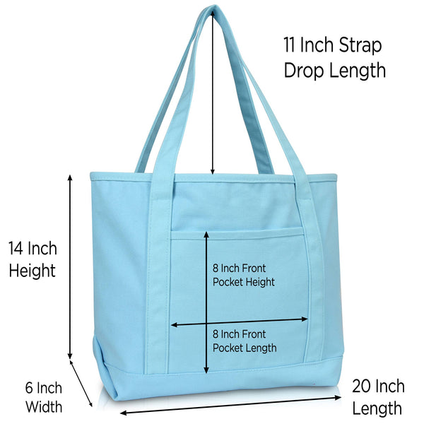 DALIX 20" Solid Color Cotton Canvas Tote Bag