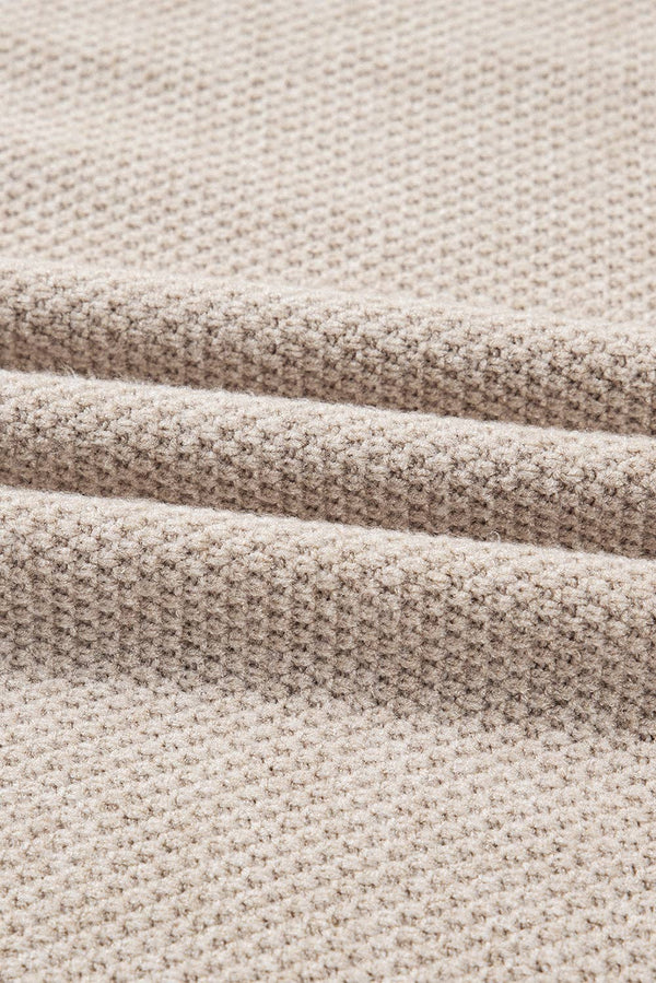 Parchment Color Block Knit Striped Sleeve Detail Casual Sweater