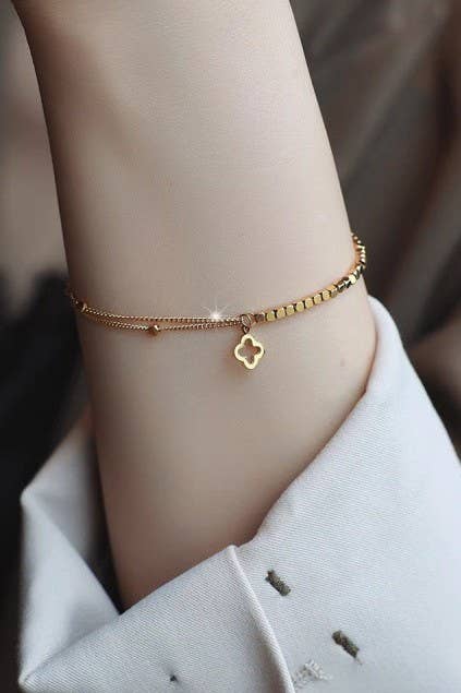 18K STAINLESS STEEL TARNISH FREE CLOVER BRACELET