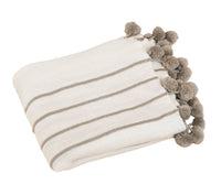 Ivory Pom pom Striped Woven 50"x60" Throw Blanket