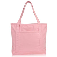 DALIX 20" Solid Color Cotton Canvas Tote Bag