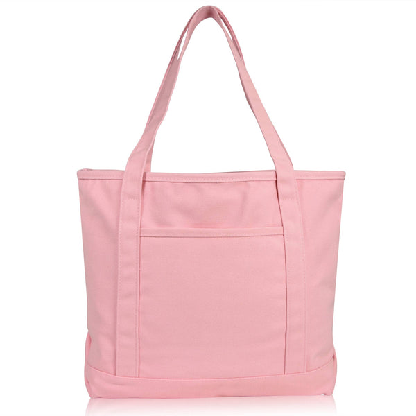 DALIX 20" Solid Color Cotton Canvas Tote Bag
