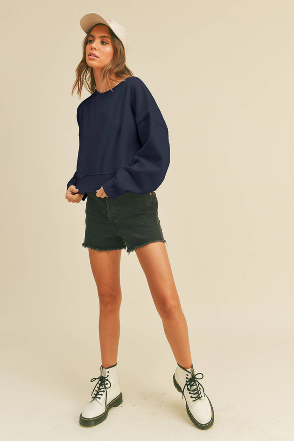 Short Cropped Long Sleeve Sweatshirt