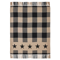 Black Check Star Woven Throw 50x60