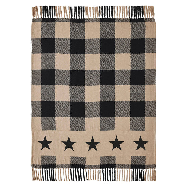Black Check Star Woven Throw 50x60