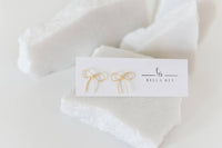 14k gold dainty plated bow stud earrings