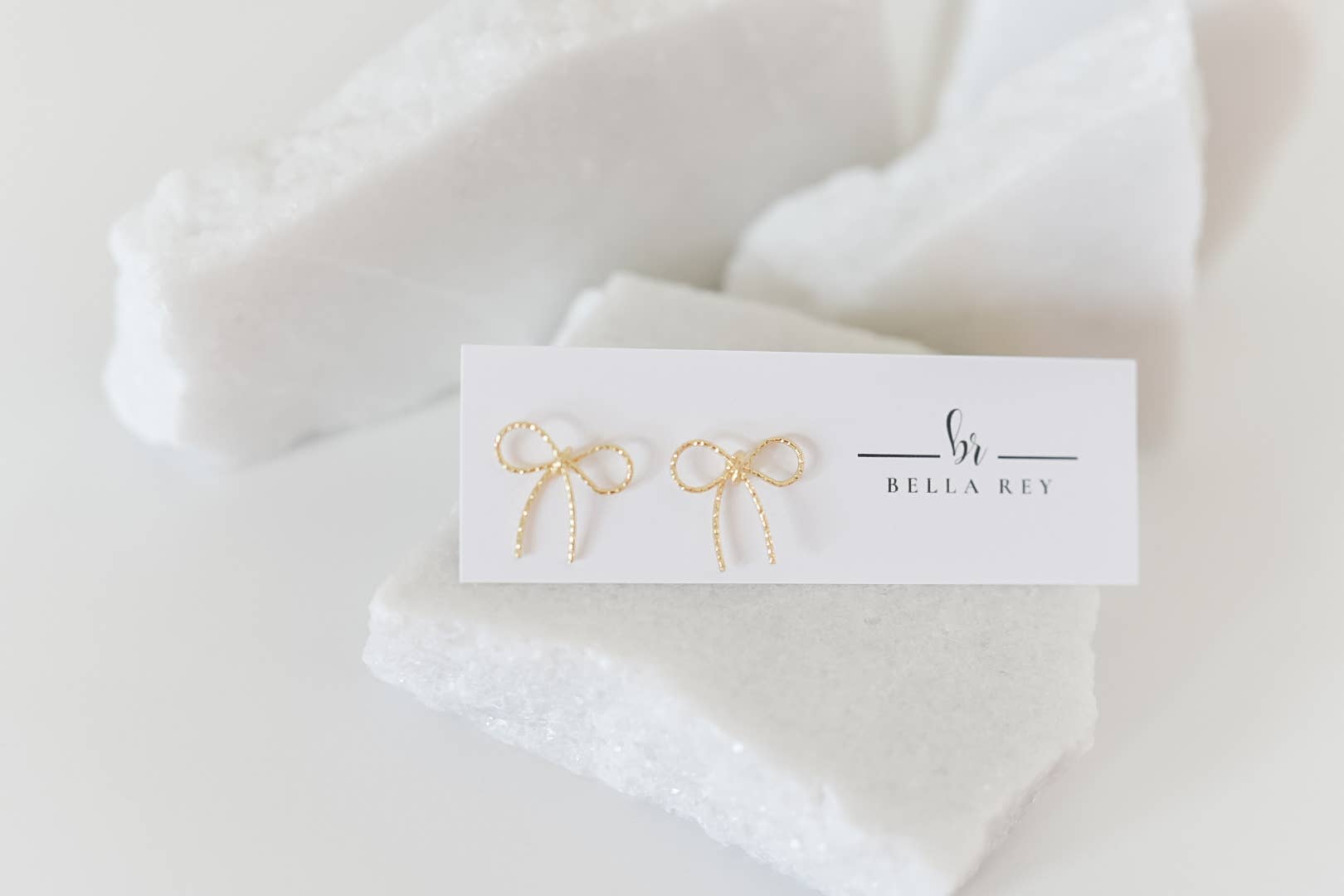 14k gold dainty plated bow stud earrings