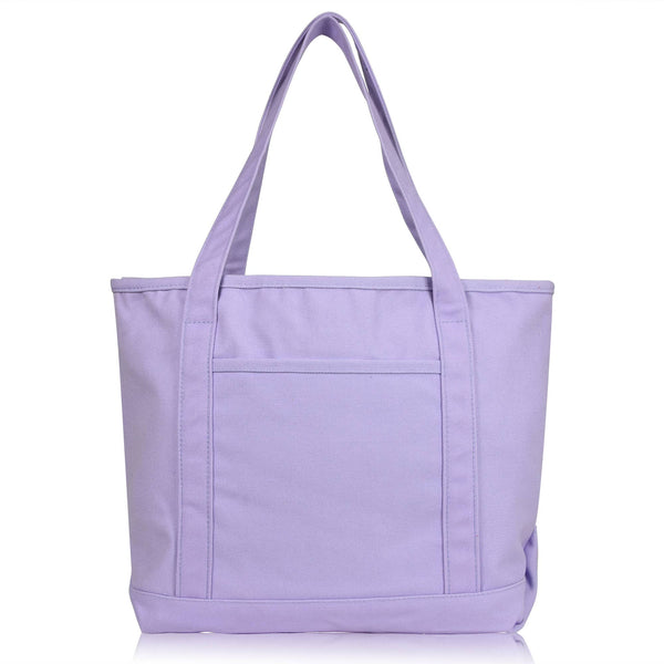 DALIX 20" Solid Color Cotton Canvas Tote Bag