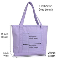 DALIX 20" Solid Color Cotton Canvas Tote Bag
