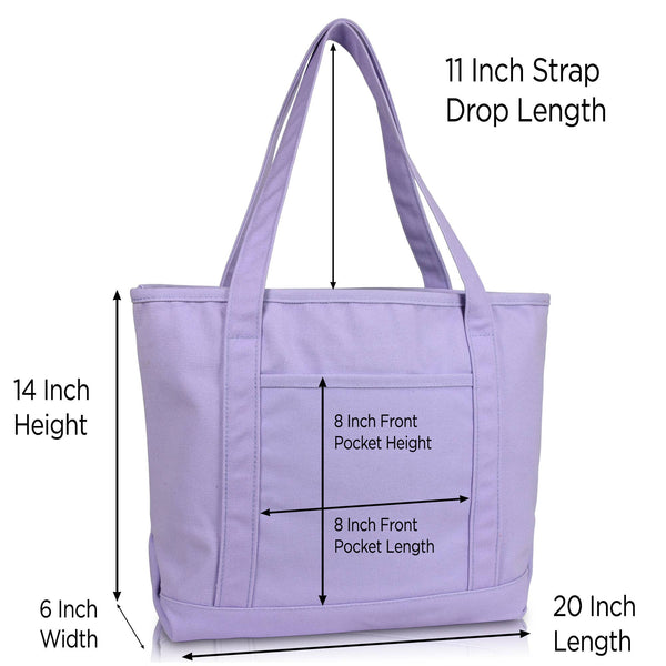 DALIX 20" Solid Color Cotton Canvas Tote Bag