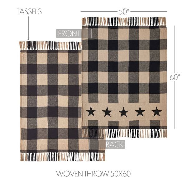 Black Check Star Woven Throw 50x60