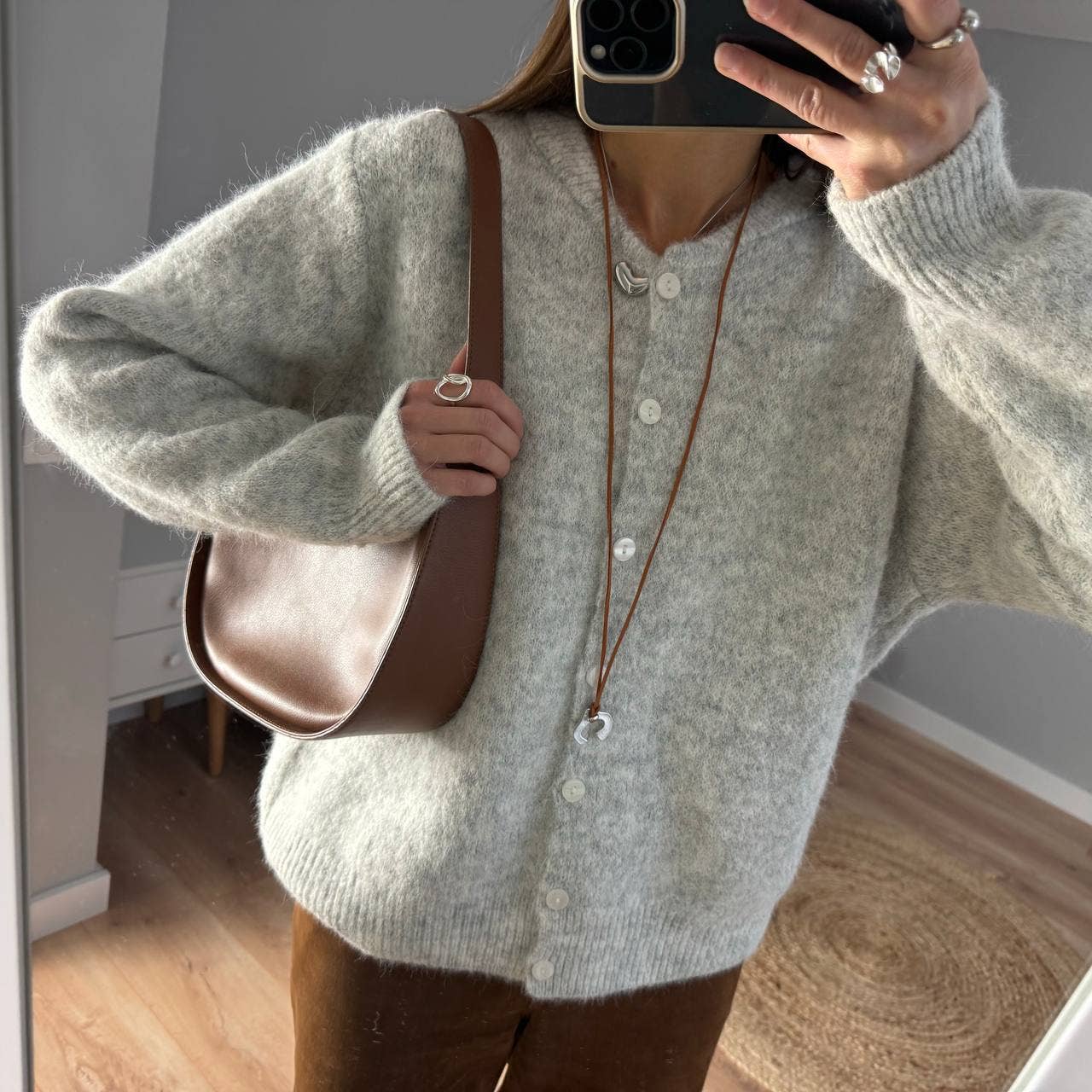 Soft Wool Blend Knit Cardigan Women Button Front Sweater