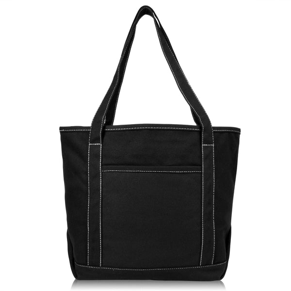 DALIX 20" Solid Color Cotton Canvas Tote Bag