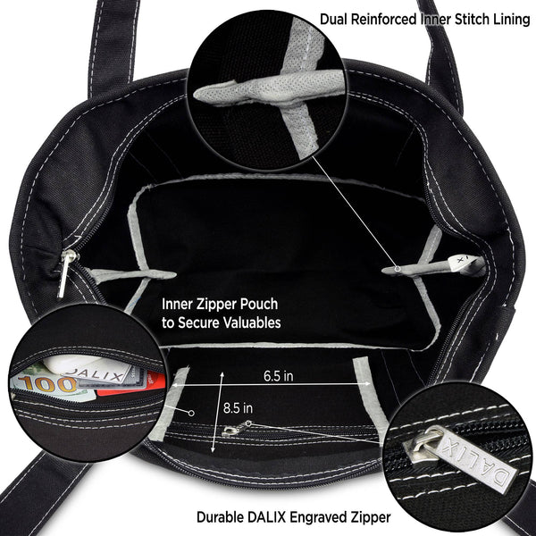 DALIX 20" Solid Color Cotton Canvas Tote Bag
